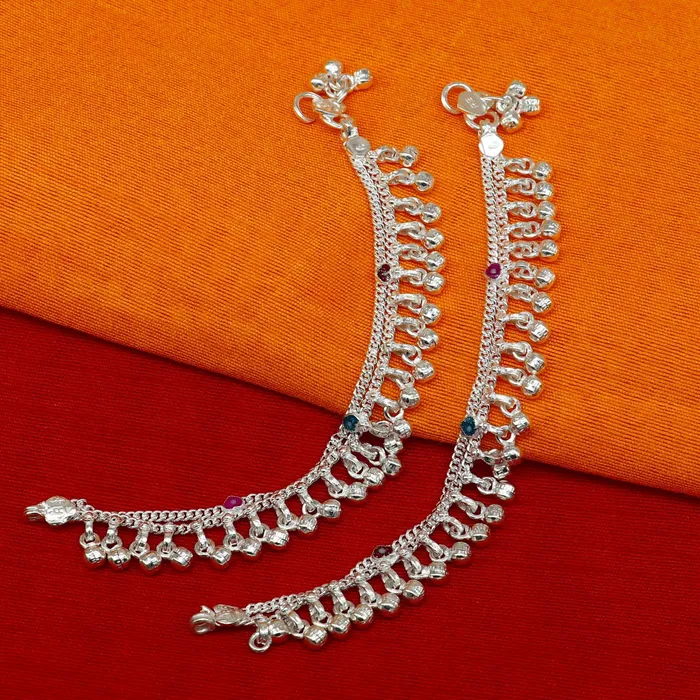 Bracelets TRIBAL ORNAMENTS 6 long Sterling silver customized baby anklets stunning hanging waved jingling bells charming noisy ankle bracelet kids jewelry ank408