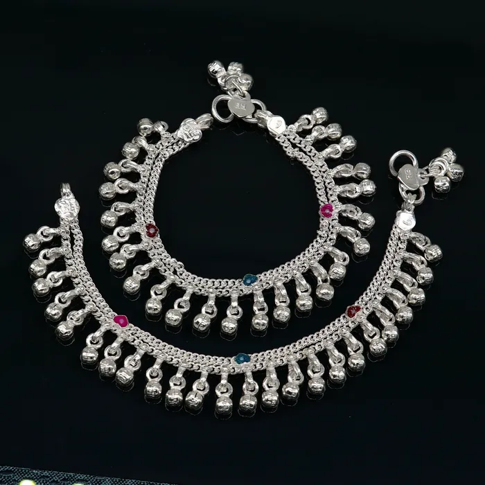 Bracelets TRIBAL ORNAMENTS 6 long Sterling silver customized baby anklets stunning hanging waved jingling bells charming noisy ankle bracelet kids jewelry ank408