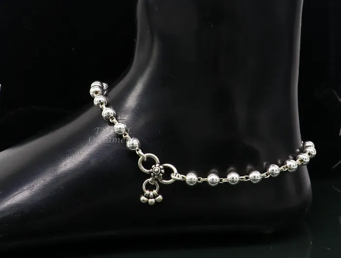 Bracelets TRIBAL ORNAMENTS 6mm 925 sterling silver beadedball chain anklet bracelet amazing light weight delicate anklets gorgeous belly dance silver jewelry ank536 Bracelets TRIBAL ORNAMENTS 6mm 925 sterling silver beadedball chain anklet bracelet amazing light weight delicate anklets gorgeous belly dance silver jewelry ank536