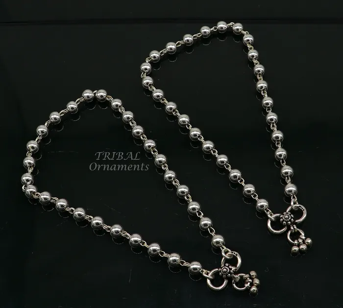 Bracelets TRIBAL ORNAMENTS 6mm 925 sterling silver beadedball chain anklet bracelet amazing light weight delicate anklets gorgeous belly dance silver jewelry ank536
