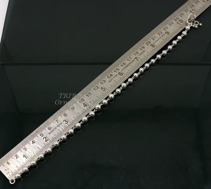 Bracelets TRIBAL ORNAMENTS 6mm 925 sterling silver beadedball chain anklet bracelet amazing light weight delicate anklets gorgeous belly dance silver jewelry ank536