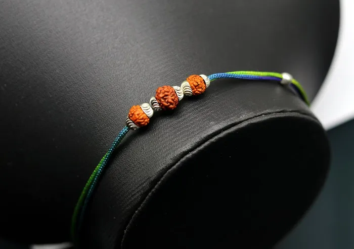 Bracelets TRIBAL ORNAMENTS 925 sterling silver custom design Rudraksha Rakhi bracelet with gorgeous threads Best sibling rakhi for Festival Rakshabandhan rk137 Bracelets TRIBAL ORNAMENTS 925 sterling silver custom design Rudraksha Rakhi bracelet with gorgeous threads Best sibling rakhi for Festival Rakshabandhan rk137