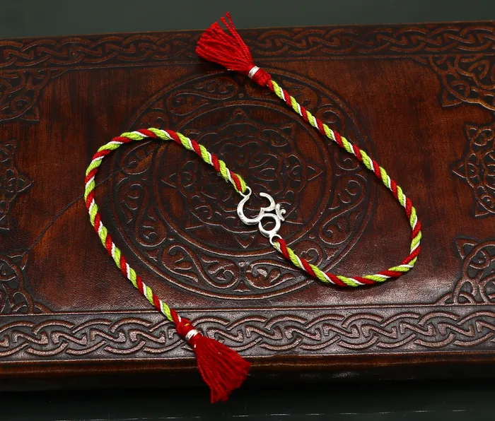 Bracelets TRIBAL ORNAMENTS 925 sterling silver handmade custom made Rakhi Bracelet Exclusive Vintage OM Aum design size free Bracelet for Rakshabandhan rk21
