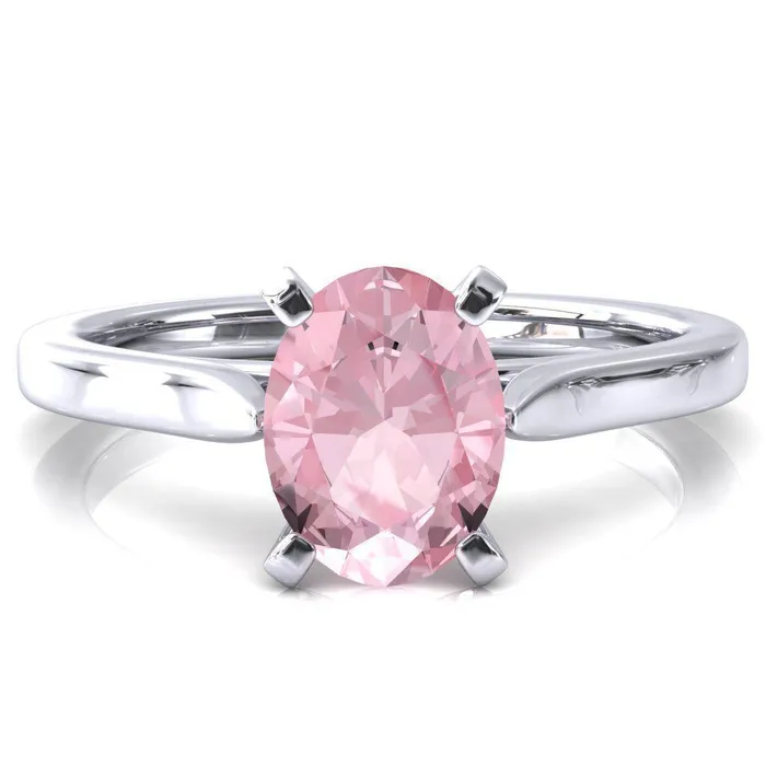 Darci Oval Pink Sapphire 4 Prong Cathedral Solitaire Engagement Ring Fire Brilliance Rings Darci Oval Pink Sapphire 4 Prong Cathedral Solitaire Engagement Ring Fire Brilliance Rings