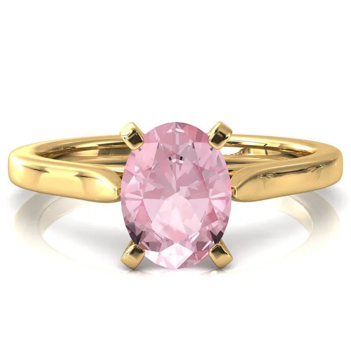 Darci Oval Pink Sapphire 4 Prong Cathedral Solitaire Engagement Ring Fire Brilliance Rings