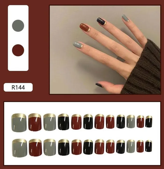 Earrings Polly NS583 Short Square Press On Nails 24 Pieces R144