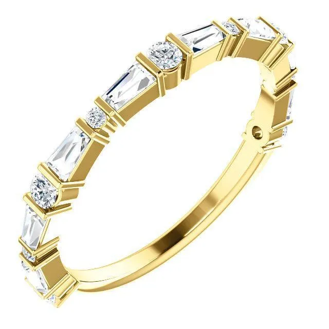 Fire Brilliance Kenla Round and Tapered Baguette Diamond 34 Eternity Bar Set Band Rings Fire Brilliance Kenla Round and Tapered Baguette Diamond 34 Eternity Bar Set Band Rings