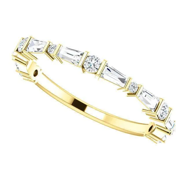 Fire Brilliance Kenla Round and Tapered Baguette Diamond 34 Eternity Bar Set Band Rings