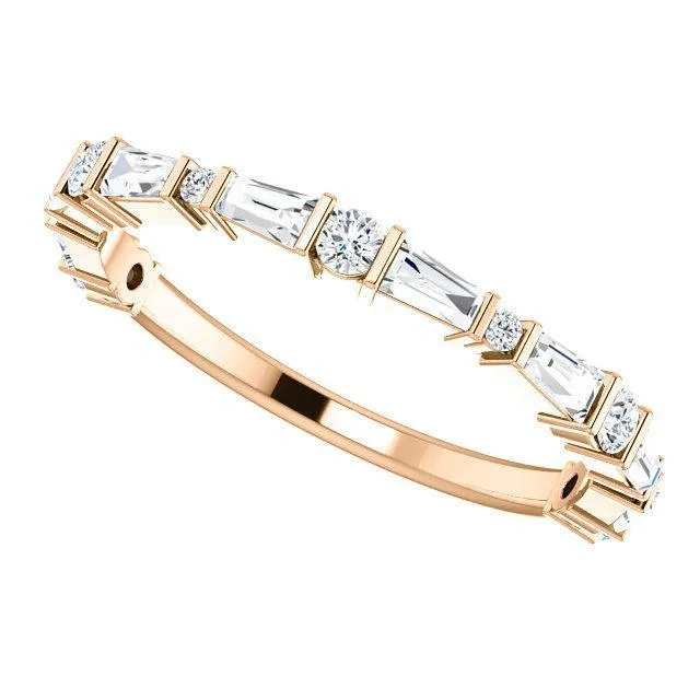 Fire Brilliance Kenla Round and Tapered Baguette Diamond 34 Eternity Bar Set Band Rings