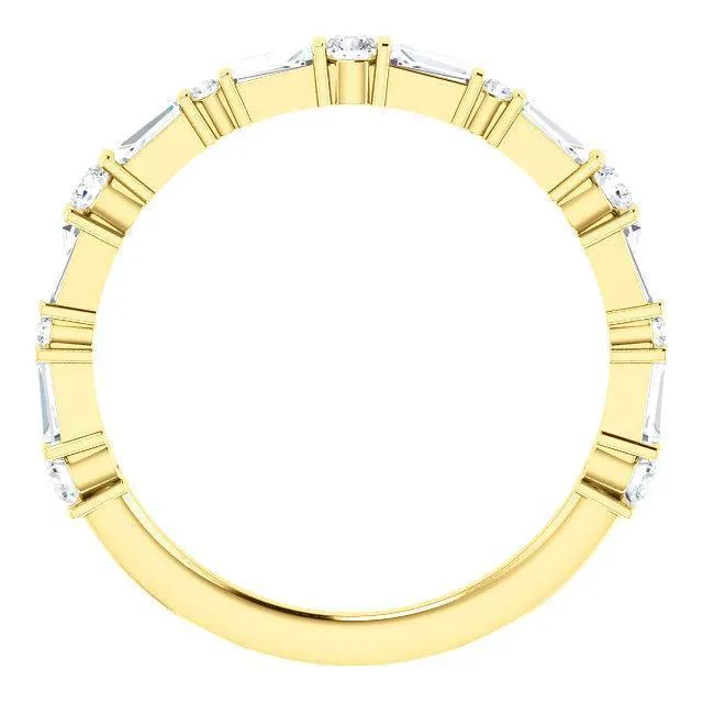 Fire Brilliance Kenla Round and Tapered Baguette Diamond 34 Eternity Bar Set Band Rings
