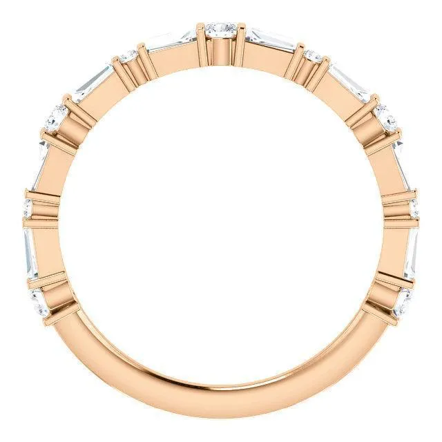 Fire Brilliance Kenla Round and Tapered Baguette Diamond 34 Eternity Bar Set Band Rings