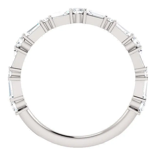 Fire Brilliance Kenla Round and Tapered Baguette Diamond 34 Eternity Bar Set Band Rings