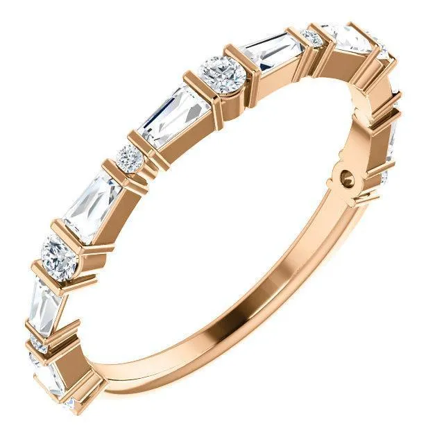 Fire Brilliance Kenla Round and Tapered Baguette Diamond 34 Eternity Bar Set Band Rings