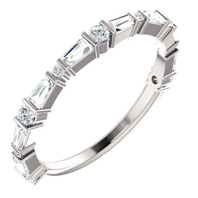 Fire Brilliance Kenla Round and Tapered Baguette Diamond 34 Eternity Bar Set Band Rings