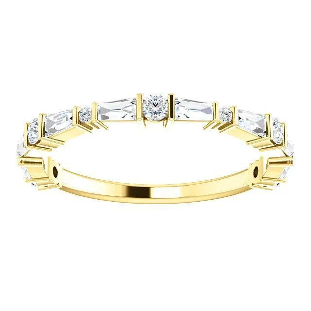 Fire Brilliance Kenla Round and Tapered Baguette Diamond 34 Eternity Bar Set Band Rings