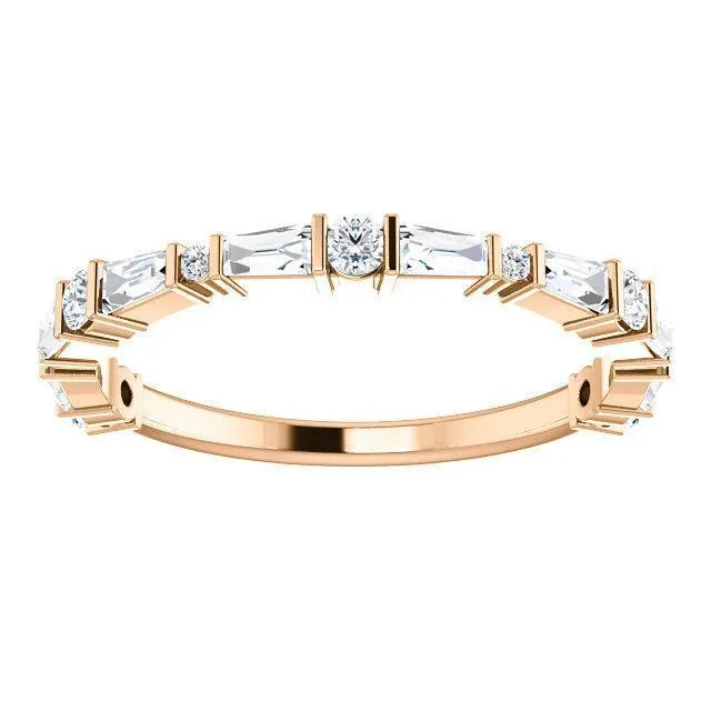 Fire Brilliance Kenla Round and Tapered Baguette Diamond 34 Eternity Bar Set Band Rings