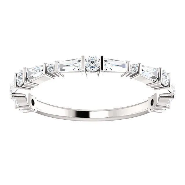 Fire Brilliance Kenla Round and Tapered Baguette Diamond 34 Eternity Bar Set Band Rings