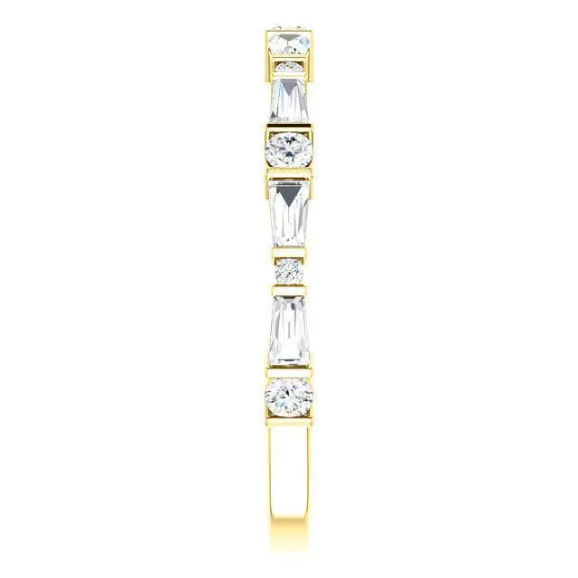 Fire Brilliance Kenla Round and Tapered Baguette Diamond 34 Eternity Bar Set Band Rings