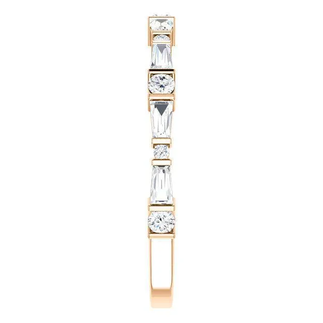 Fire Brilliance Kenla Round and Tapered Baguette Diamond 34 Eternity Bar Set Band Rings