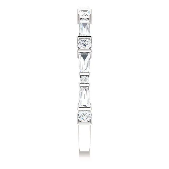 Fire Brilliance Kenla Round and Tapered Baguette Diamond 34 Eternity Bar Set Band Rings