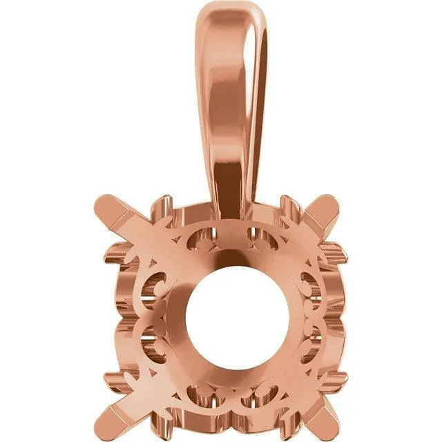 Fire Brilliance Necklaces Round Moissanite 4 Prong Vintage Scroll Pendant