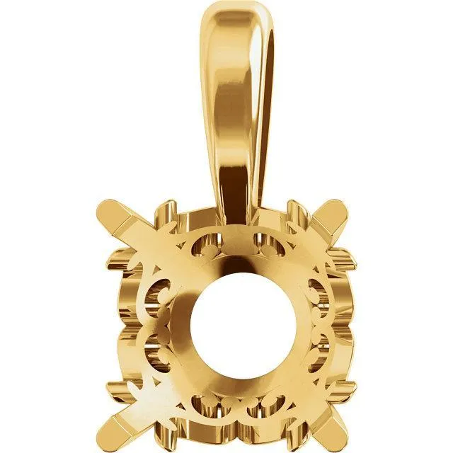 Fire Brilliance Necklaces Round Moissanite 4 Prong Vintage Scroll Pendant