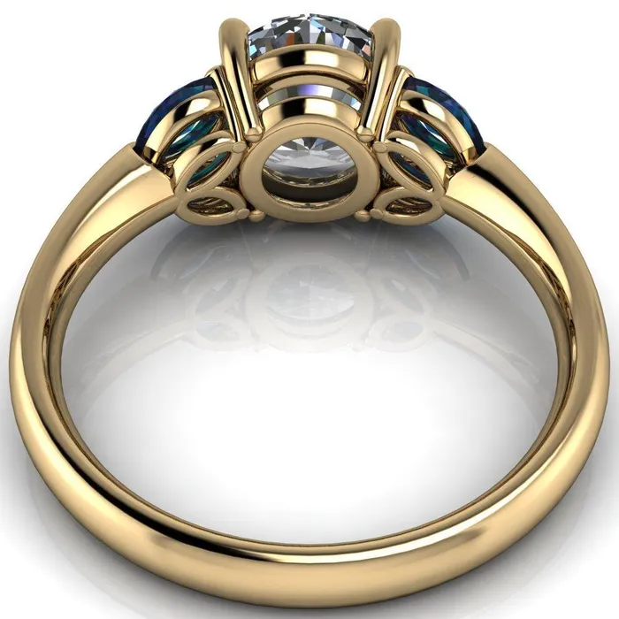 Fire Brilliance Rings Adrenne Round Center Stone 4 Prong Double Alexandrite Marquise Side Ring