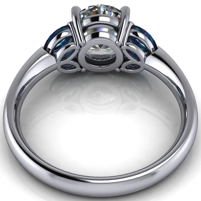 Fire Brilliance Rings Adrenne Round Center Stone 4 Prong Double Alexandrite Marquise Side Ring