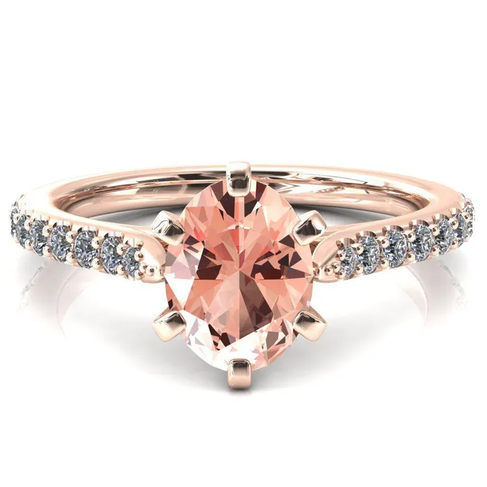 Fire Brilliance Rings Kelsy Oval Champagne Sapphire 6 Prong 34 Shared Scalloped Inverted Cathedral Ring