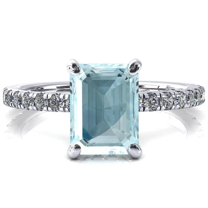 Fire Brilliance Rings Sicili Emerald Aqua Blue Spinel 4 Prong 34 Micro Pave Diamond Engagement Ring Fire Brilliance Rings Sicili Emerald Aqua Blue Spinel 4 Prong 34 Micro Pave Diamond Engagement Ring