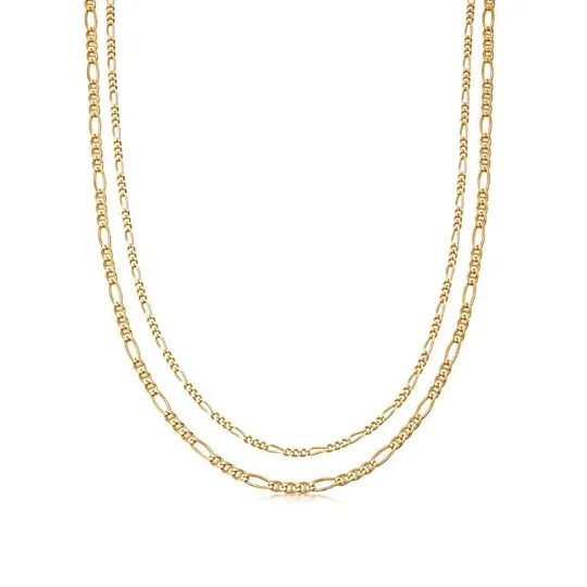 Jewelvers 18K GoldFilled Double Layer Figaro Link Chain Necklace Necklaces Jewelvers 18K GoldFilled Double Layer Figaro Link Chain Necklace Necklaces