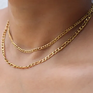 Jewelvers 18K GoldFilled Double Layer Figaro Link Chain Necklace Necklaces Jewelvers 18K GoldFilled Double Layer Figaro Link Chain Necklace Necklaces