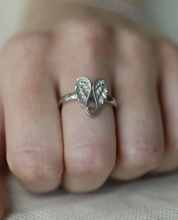 Jewelvers 925 Sterling Silver Angel Wings Ring Rings Jewelvers 925 Sterling Silver Angel Wings Ring Rings
