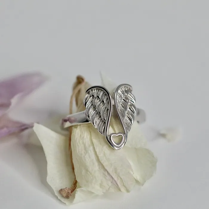 Jewelvers 925 Sterling Silver Angel Wings Ring Rings Jewelvers 925 Sterling Silver Angel Wings Ring Rings