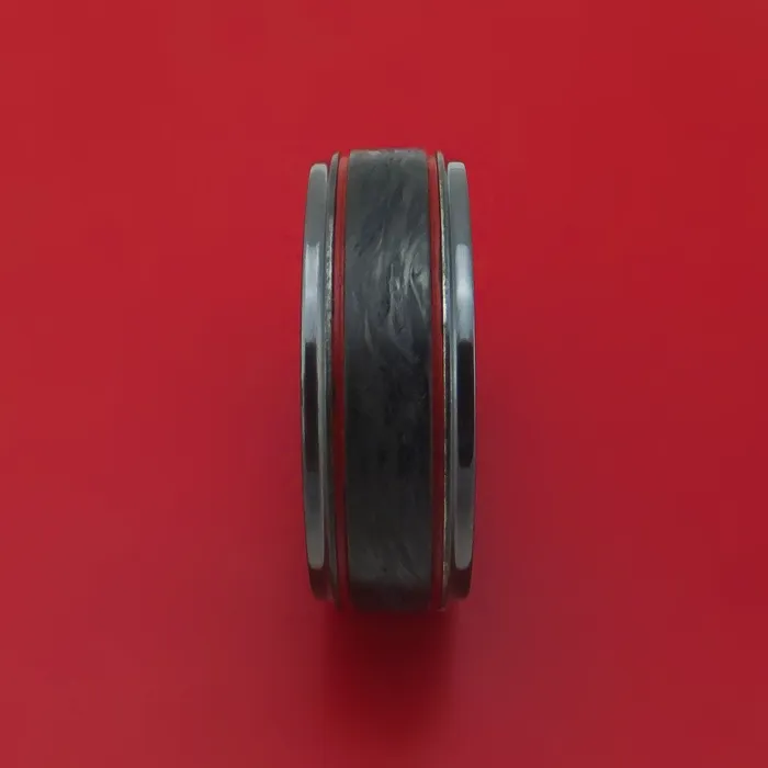 Lashbrook Black Zirconium and Forged Carbon Fiber Ring with Cerakote Accents Rings Lashbrook Black Zirconium and Forged Carbon Fiber Ring with Cerakote Accents Rings