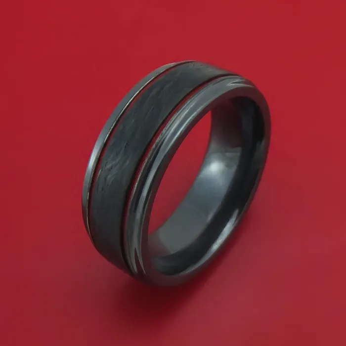 Lashbrook Black Zirconium and Forged Carbon Fiber Ring with Cerakote Accents Rings Lashbrook Black Zirconium and Forged Carbon Fiber Ring with Cerakote Accents Rings