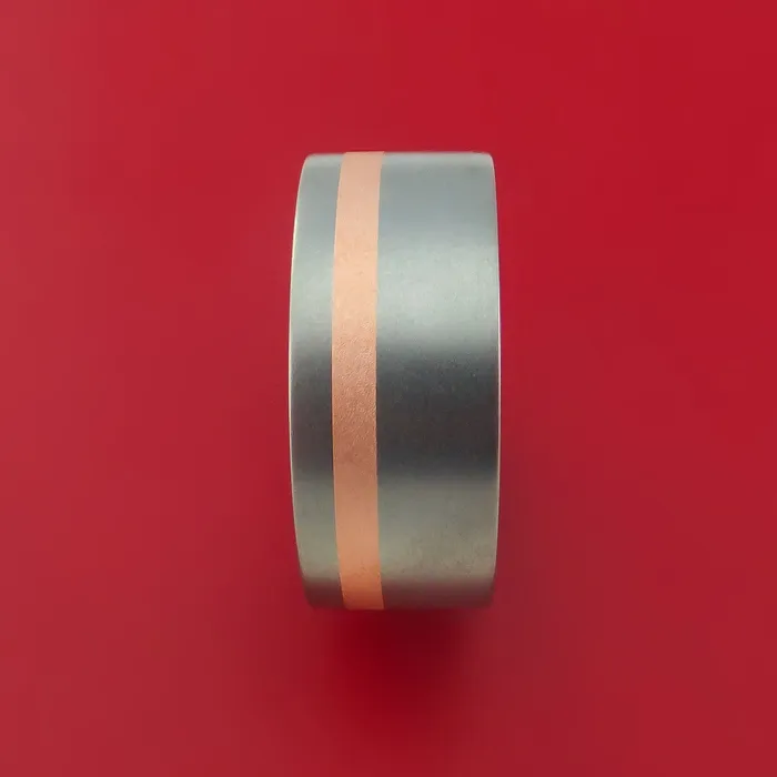 Lashbrook Rings Wide Titanium Ring with Copper Inlay Custom Made Band