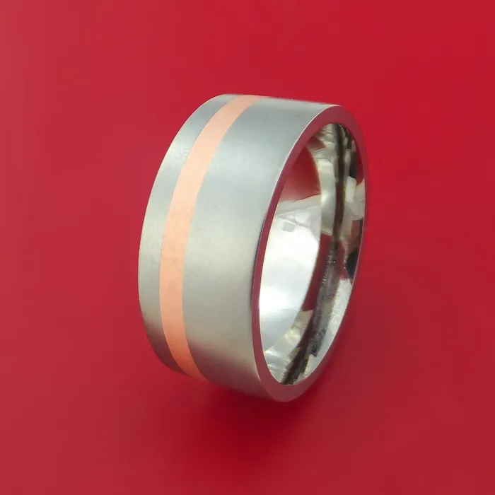 Lashbrook Rings Wide Titanium Ring with Copper Inlay Custom Made Band