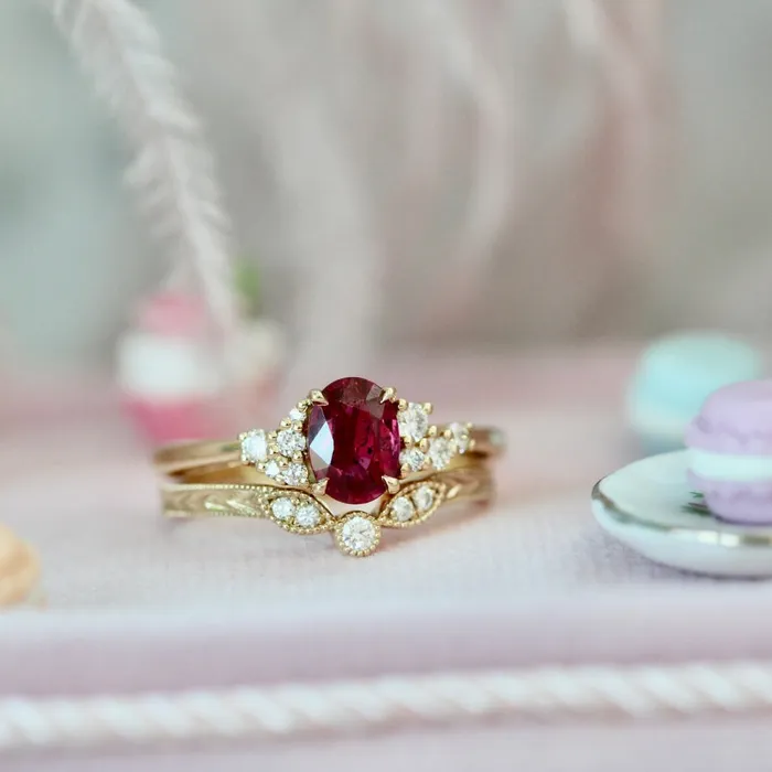 Maraschino Oval Cut Red Ruby Ring Justine Quintal Jewellery Rings