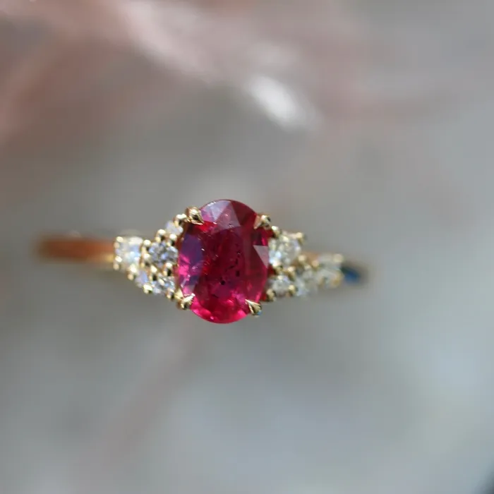Maraschino Oval Cut Red Ruby Ring Justine Quintal Jewellery Rings