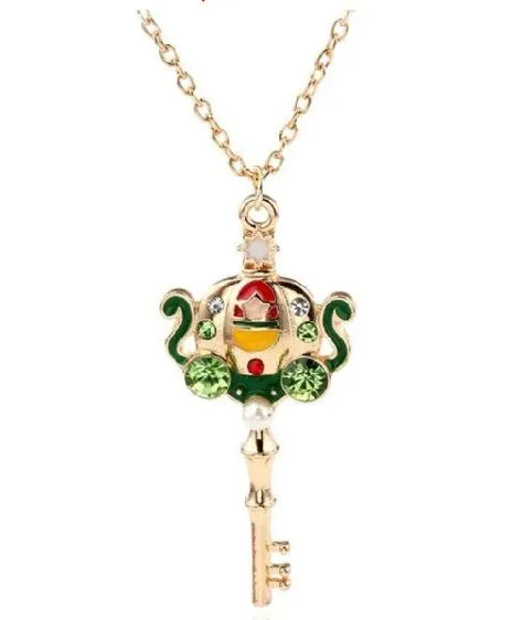 Necklaces alice AZ662 Gold Carriage Key Necklace with FREE EARRINGS