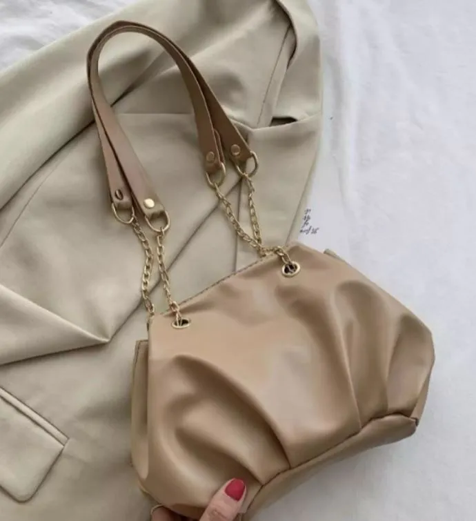Necklaces PB181 Beige Gold Chain Purse polly