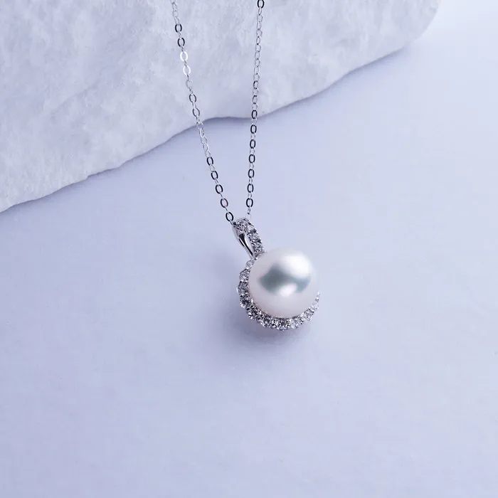 Necklaces Pearly Lustre 18K Solid Gold Australian White South Sea Pearl Necklace KN00230