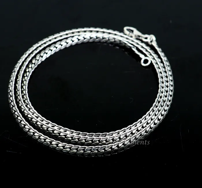 Necklaces TRIBAL ORNAMENTS 3 mm 18 to 24 long chain 925 sterling silver handmade unique style chain necklace chain oxidized silver trendy chain ch166 Necklaces TRIBAL ORNAMENTS 3 mm 18 to 24 long chain 925 sterling silver handmade unique style chain necklace chain oxidized silver trendy chain ch166