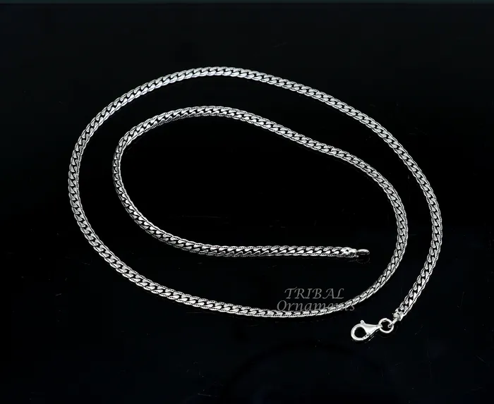 Necklaces TRIBAL ORNAMENTS 3 mm 18 to 24 long chain 925 sterling silver handmade unique style chain necklace chain oxidized silver trendy chain ch166