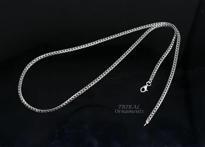 Necklaces TRIBAL ORNAMENTS 3 mm 18 to 24 long chain 925 sterling silver handmade unique style chain necklace chain oxidized silver trendy chain ch166