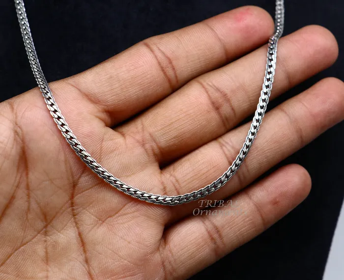 Necklaces TRIBAL ORNAMENTS 3 mm 18 to 24 long chain 925 sterling silver handmade unique style chain necklace chain oxidized silver trendy chain ch166