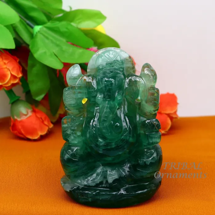 Necklaces TRIBAL ORNAMENTS Lord Ganesha handcrafted Natural Fluorite stone statue figurine home temple God Ganesha stone sculpture for wealth and prosperity stna02 Necklaces TRIBAL ORNAMENTS Lord Ganesha handcrafted Natural Fluorite stone statue figurine home temple God Ganesha stone sculpture for wealth and prosperity stna02