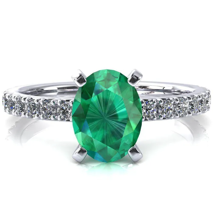Nefili Oval Emerald 4 Prong 58 Eternity Diamond French Pave Engagement Ring Fire Brilliance Rings Nefili Oval Emerald 4 Prong 58 Eternity Diamond French Pave Engagement Ring Fire Brilliance Rings