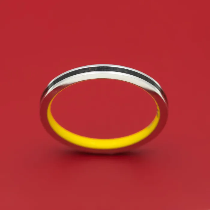 Platinum and Dinosaur Bone Ring with Cerakote Sleeve Custom Made Band Lashbrook Rings Platinum and Dinosaur Bone Ring with Cerakote Sleeve Custom Made Band Lashbrook Rings